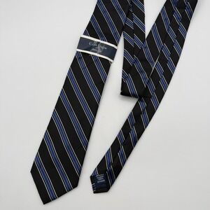 Club‎ Room Mens Black Blue White Stripe Silk Neck Tie